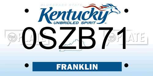 0SZB71 Kentucky License Plate