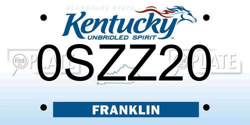 0SZZ20 Kentucky License Plate