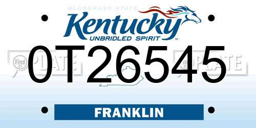 0T26545 Kentucky License Plate