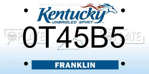 0T45B5 Kentucky License Plate
