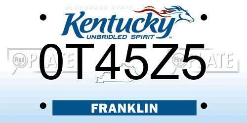 0T45Z5 Kentucky License Plate