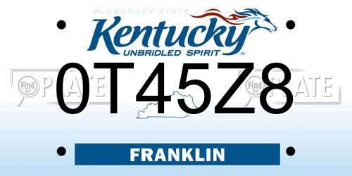 0T45Z8 Kentucky License Plate