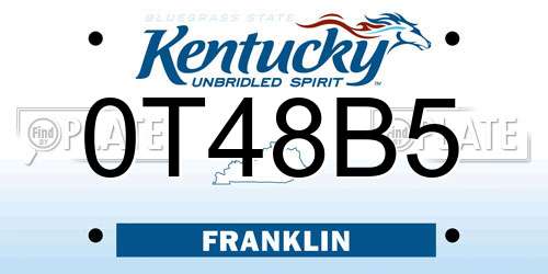 0T48B5 Kentucky License Plate