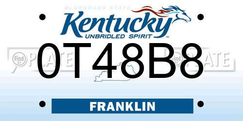 0T48B8 Kentucky License Plate