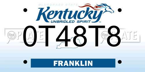 0T48T8 Kentucky License Plate