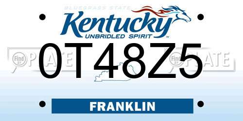 0T48Z5 Kentucky License Plate