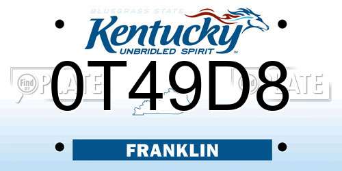 0T49D8 Kentucky License Plate
