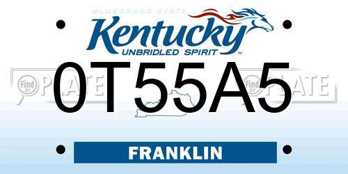 0T55A5 Kentucky License Plate