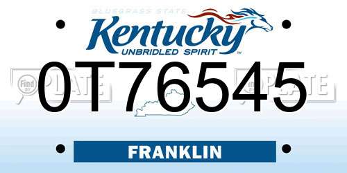 0T76545 Kentucky License Plate