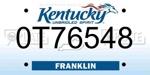 0T76548 Kentucky License Plate