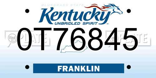 0T76845 Kentucky License Plate