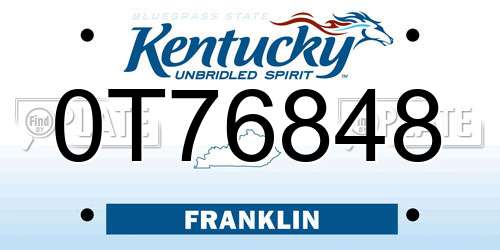0T76848 Kentucky License Plate