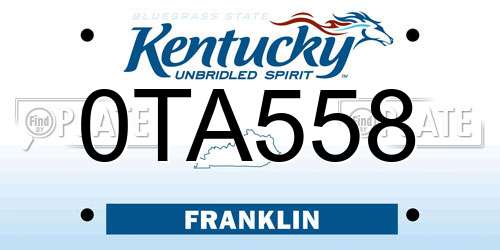 0TA558 Kentucky License Plate