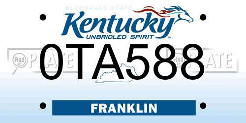 0TA588 Kentucky License Plate