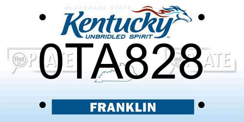 0TA828 Kentucky License Plate