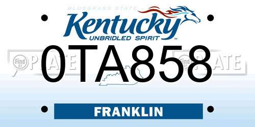 0TA858 Kentucky License Plate