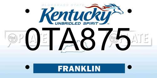 0TA875 Kentucky License Plate