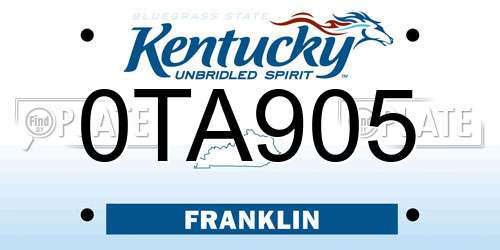 0TA905 Kentucky License Plate
