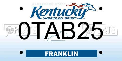 0TAB25 Kentucky License Plate