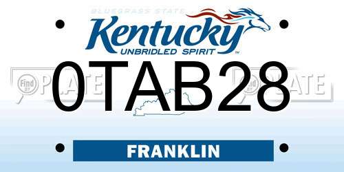 0TAB28 Kentucky License Plate