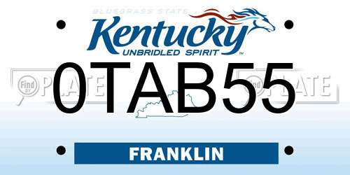 0TAB55 Kentucky License Plate