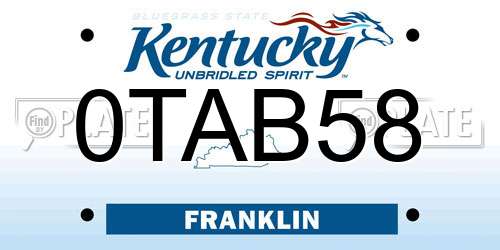 0TAB58 Kentucky License Plate