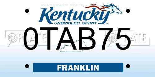 0TAB75 Kentucky License Plate