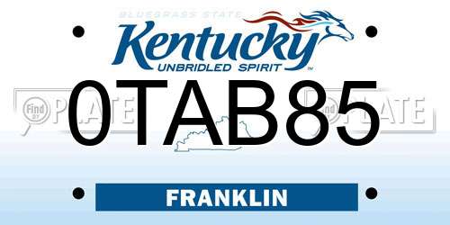 0TAB85 Kentucky License Plate