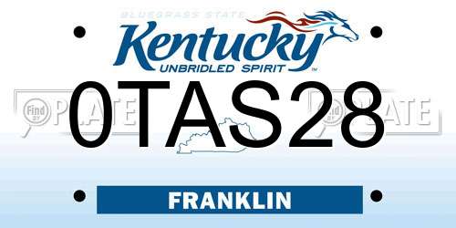 0TAS28 Kentucky License Plate