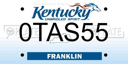 0TAS55 Kentucky License Plate
