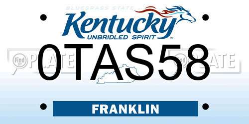 0TAS58 Kentucky License Plate