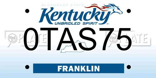 0TAS75 Kentucky License Plate
