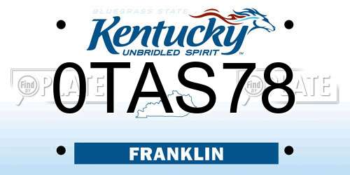 0TAS78 Kentucky License Plate