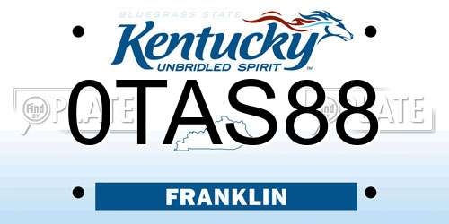 0TAS88 Kentucky License Plate