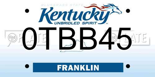 0TBB45 Kentucky License Plate