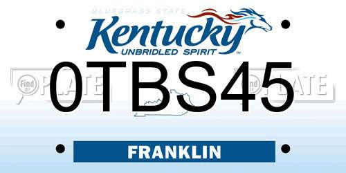 0TBS45 Kentucky License Plate