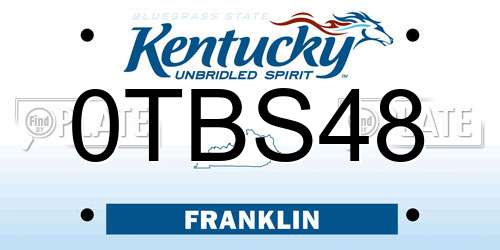 0TBS48 Kentucky License Plate