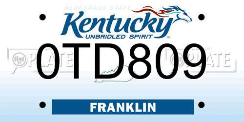 0TD809 Kentucky License Plate