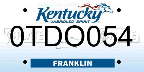 0TDO054 Kentucky License Plate