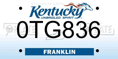 0TG836 Kentucky License Plate