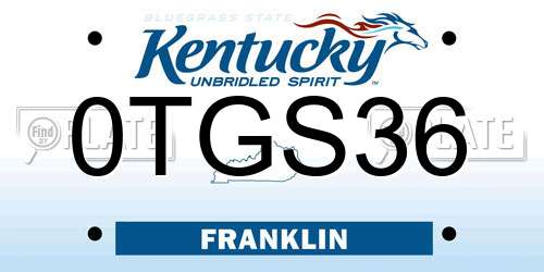 0TGS36 Kentucky License Plate