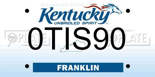 0TIS90 Kentucky License Plate