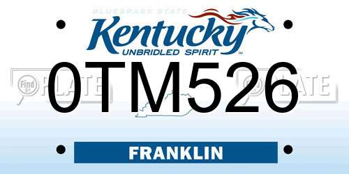 0TM526 Kentucky License Plate