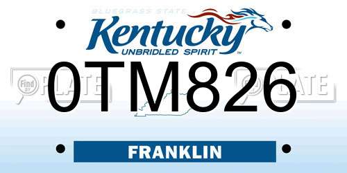 0TM826 Kentucky License Plate