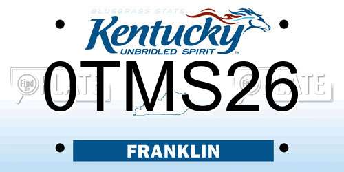 0TMS26 Kentucky License Plate