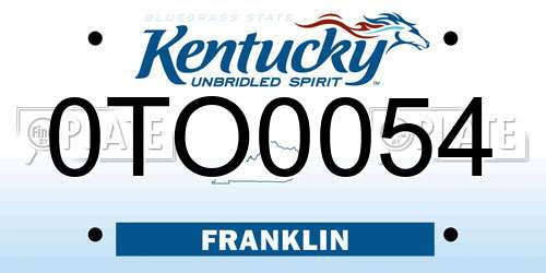 0TO0054 Kentucky License Plate