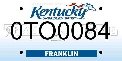 0TO0084 Kentucky License Plate