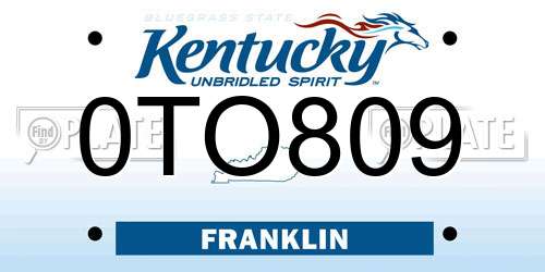 0TO809 Kentucky License Plate