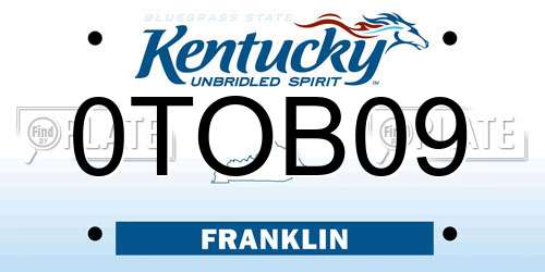 0TOB09 Kentucky License Plate