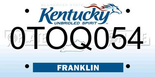0TOQ054 Kentucky License Plate